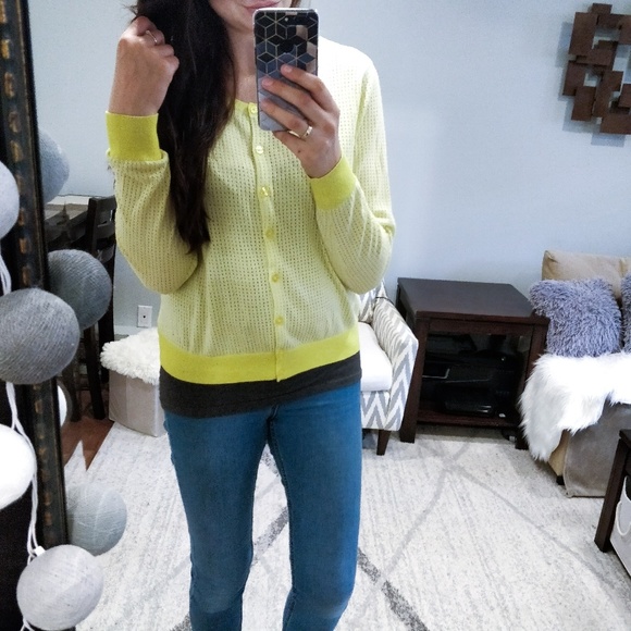 CAbi Sweaters - Cabi Yellow Neon Cardigan Long Sleeve Size L